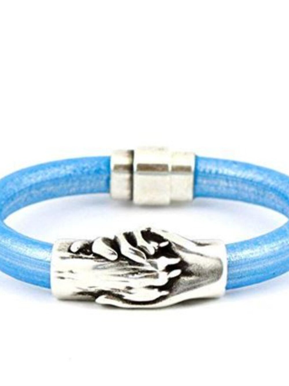 NWT  Silver Plated Hand & Paw Project Charm Leather Bracelet (Medium)